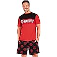 Manchester United F.C. Mens Pajamas Set, Breathable 2 Piece Short Lounge Wear - Gifts for Men