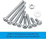 Jttxiu 410-Piece M2 Hex Socket Screw Set 304 Stainless Steel Nuts Washers with view 4