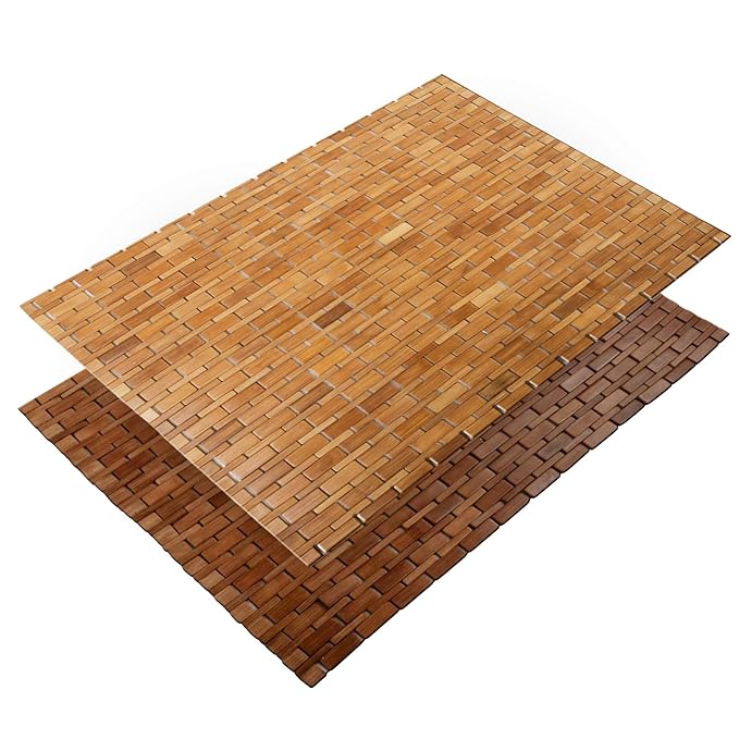 casa pura® Bambusmatte Mia | Badematte & Saunamatte aus Bambus | 60x90cm | Zwei Farben (Naturfarben)
