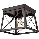 DANSEER Lighting Retro Industrial Rectangle Flush Mount Ceiling Light Fixture Oil Rubbed Bronze