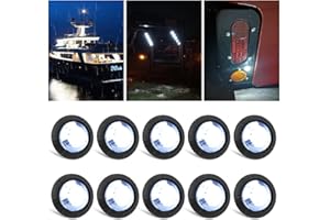 FABOOD F 10PCS Sealed Waterproof White 3/4" Mini Round Clearance LED Front Rear Side Indicator Bullet Grommet Marker Bumper Grille Light for Truck RV Car Bus Trailer Pickup Van Caravan Boat