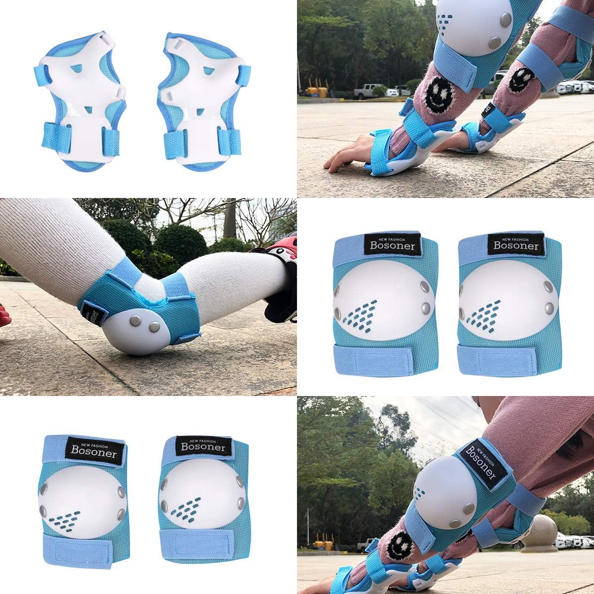 BOSONER Kids/Youth Knee Pad Elbow Pads for Roller Skates Cycling BMX Bike Skateboard Inline Rollerblading, Skating Skatings Scooter Riding Sports : Sports & Outdoors
