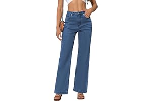 ETTELO Womens Jeans Mid Waisted Straight Leg Loose Stretchy Lightweight Tummy Control Trendy Jeans for Women 2024