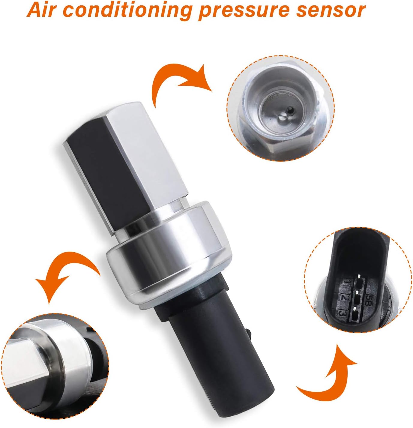 YINETTECH Air Conditioning A/C Pressure Switch Sensor 1K0959126E 5K0959126 Compatible with Golf Compatible with Beetle Compatible with A3 Q3 Q7 Vehicle Replacement Parts - Image 4