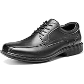 HEEZ Mens Dress Shoes Black, Split Leather Oxford Shoes for Men Comfortable, Square Toe Casual Business Shoes Lace Up