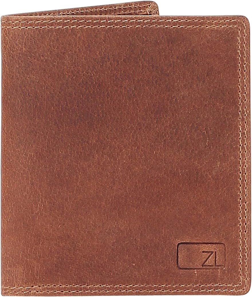 Toby Vintage Leather RFID Blocking Folding Card Holder Wallet by Zoomlite (Camel)