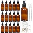 STARSIDE 16 Pack 4oz Amber Glass Spray Bottles with Fine Mist Sprayer & Dust Cap for Essential Oils, Perfumes,Cleaning Produc