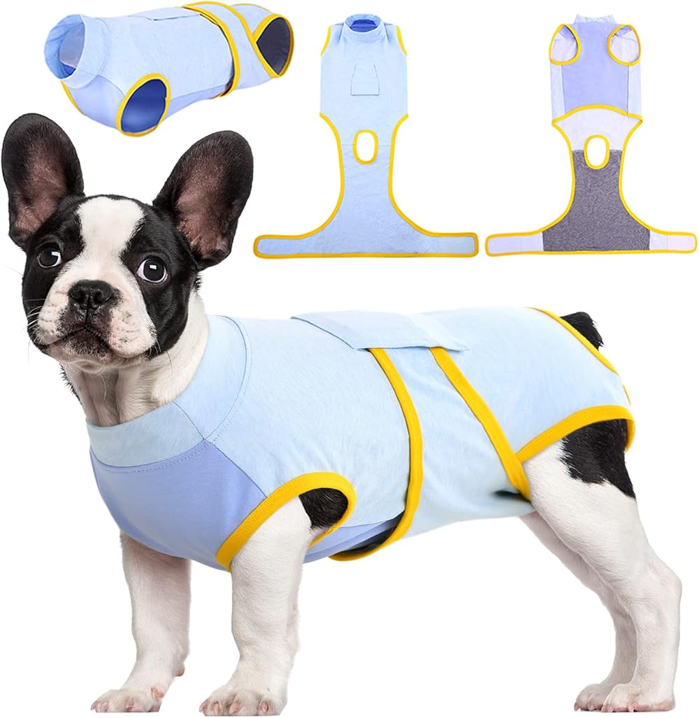 Kuoser Dog Recovery Suit Premium Cotton Spandex Blue XS Post Surgery
