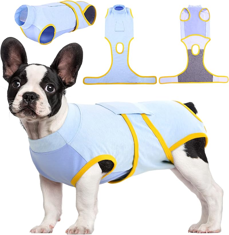 Kuoser Dog Recovery Suit Premium Cotton Spandex Blue XS Post Surgery