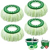 Tornado Spin Mop Head Compatible with Libman 𝐓𝐨𝐫𝐧𝐚𝐝𝐨 Spin Mop System, Machine Washable &amp; Reusable for Libman Mop Head Replacement Refill for Libman Tornado Mop Head (4 Pack Green &amp; White)