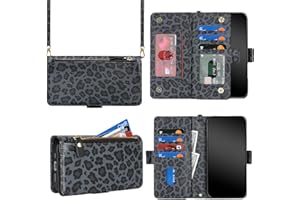 Jaorty for iPhone 17 Pro Max Phone Case Wallet with Crossbody Strap, Shoulder Necklace Lanyard,flip Cover PU Leather, for Wom