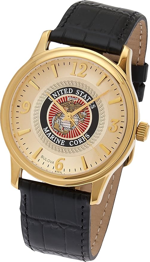 Amazon.com: Men's US Marine Corps USMC Gold Plated Bulova USA Military