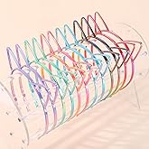 ZIRICHER 12Pcs Cat Ear Headbands Multicolor Plastic Hairbands Hair Hoops,Glitter Rainbow Cat Ear Headbands for Women Girls Daily Wear Party Favors Cat Headwear Costumes Accessories for Birthday Decor
