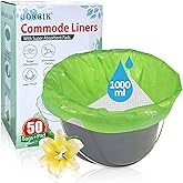 Commode Liners for Bedside Commode with Super Absorbent Pad 50 Pack Disposable Bags Universal Fit All Standard Toilet Chair Bucket