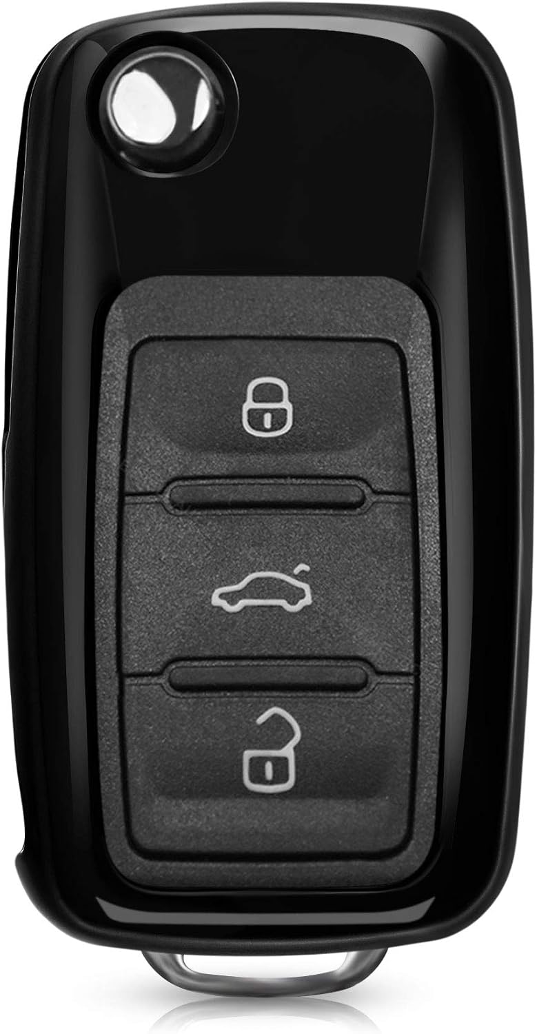 kwmobile Car Key Cover, Soft TPU Silicone Protective Key Fob Cover Compatible with VW Skoda SEAT 3 Button Car Key - Image 5
