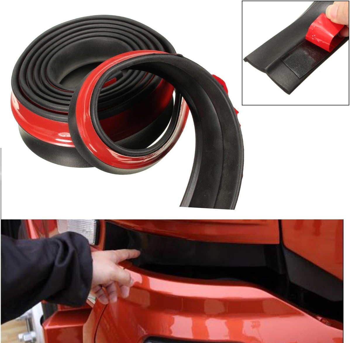 Audew Car Black Front Bumper Rubber Protector Lip Splitter Body Spoiler Universal 98 Inch