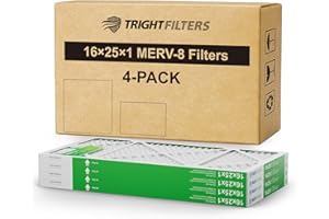 TRIGHTFILTERS 16x25x1 Air Filter 4 Pack, MERV 8 Pleated Dust Defense Air Filters Replacement Air Conditioner HVAC AC Furnace Filter, Durable and Lightweight