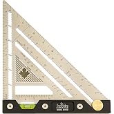 Jessem 07430 Quick Angle Square &ndash; Durable 1/16&rdquo; Stainless Steel Imperial Square with Built-in Level, Non-Slip Flex Grip, Adjustable Angle Stop, Preset Detent Angles &amp; Laser-Etched Markings