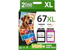 TOKYOINK 67XL Printer Ink Compatible for HP Ink 67 Replacement for HP67 67XL Ink Cartridges Black/Color Combo Pack Fit for DeskJet 2755e 2700e 2700 4152 4155e 4100e Envy 6000 6055e 6400 6455e 6052 6458 Printer