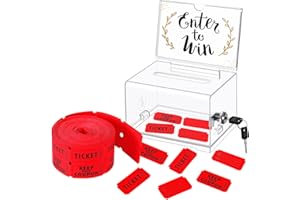 Havawish Enter to Win Raffle Ticket Box with 500 Raffle Ticket Double Roll and Slot Clear Acrylic Donation Box with Lock 6.3" x 4.7" x 3.9" Ballot Holder with 2 Keys for Game Suggestion(Red)