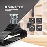 KEPLIN 20-Pack Non Slip Hangers with 360 Swivel Tie Organizer Slimline Black view 3