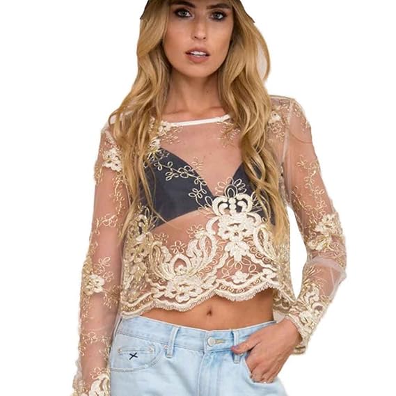 transparent embroidered top