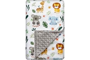 BUTTZO Cute Animal Minky Blanket for Boys & Girls - Soft Double Layer with Dotted Backing, Toddler to Newborn (30 X 40 inches)