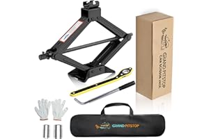 GRAND PITSTOP Car Jack Kit Scissor Jack for Cars 2 Ton (4409 lbs) Tire Jack Tool Kit Universal Car Emergency Kit with Lug Wre
