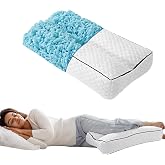 HOMBYS Shredded Memory Foam Knee Pillow for Side Sleepers, 6.5" Height Pillow Between Legs for Aligns Spine &amp; Relieves Pressure Hip &amp; Leg Elevation, Supportive Pillow for Pregnancy, Sciatica, White