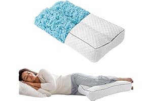 HOMBYS Shredded Memory Foam Knee Pillow for Side Sleepers, 6.5" Height Pillow Between Legs for Aligns Spine & Relieves Pressure Hip & Leg Elevation, Supportive Pillow for Pregnancy, Sciatica, White