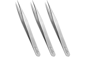 Beaditive High Precision Craft Tweezers 3 Pack - 4.7" for Sewing, Beading & DIY Crafts - Non-Serrated Jewelry Set With Fine P