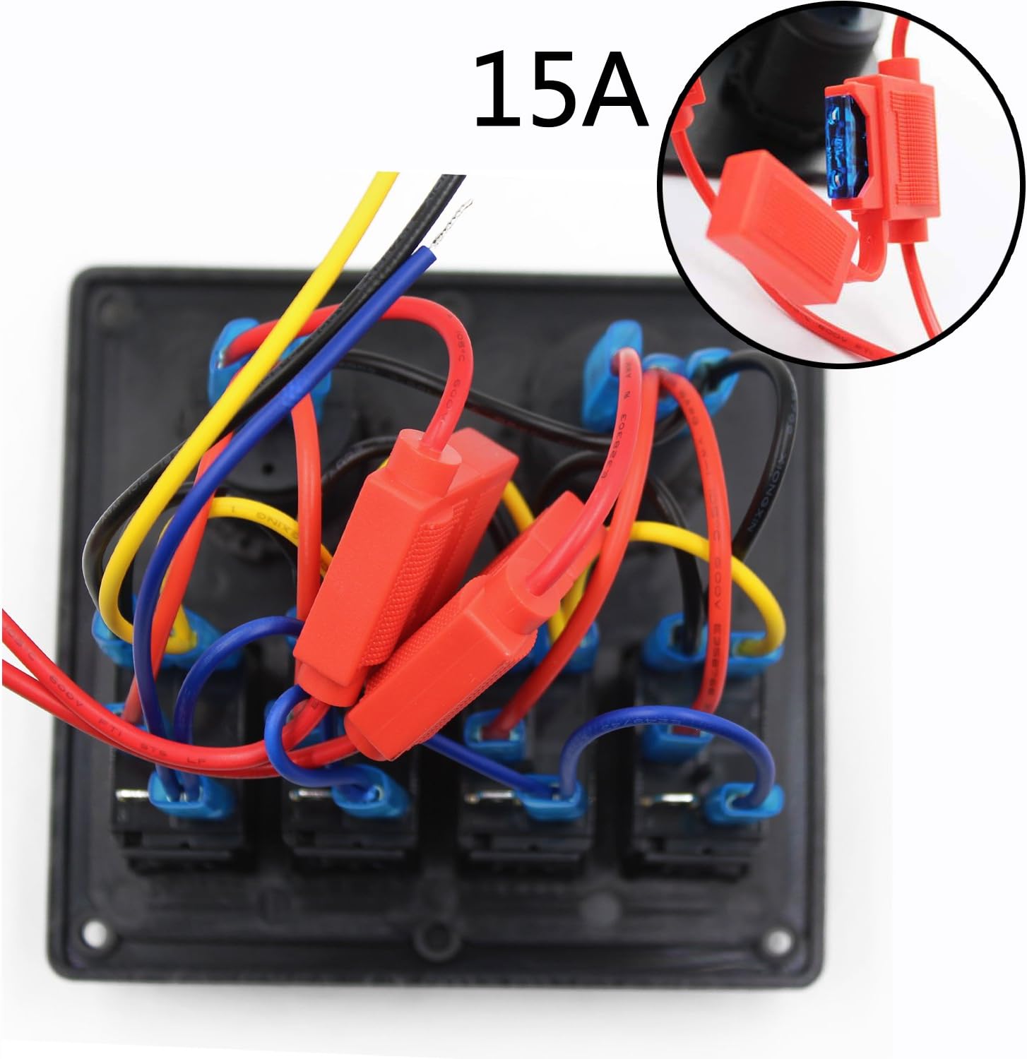 FXC Waterproof Marine Boat Rocker Switch Panel 4 Gang with Dual USB Slot Socket + Cigarette Lighter LED Light for Car Rv Vehicles Truck (4 Gang Blue Light) : Sports & Outdoors