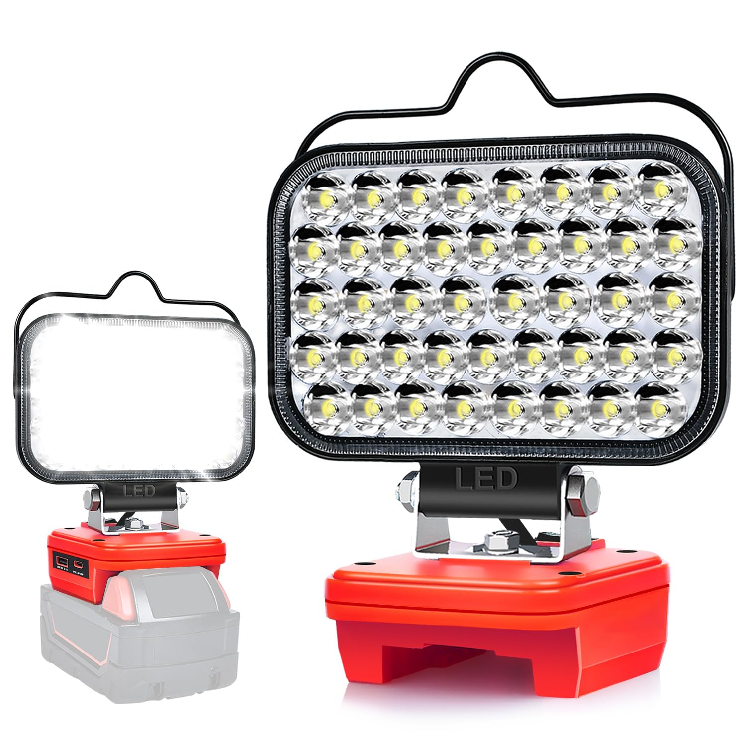 Lampe für Milwaukee M18 18V/Dewalt 20V(Kein Akku),Taschenlampe Light Baustrahler Tragbares LED-Licht für Milwaukee/Dewalt, Arbeitsleuchte Flutlichter Zubehör für Baustellen,Autoreparaturen,Camping