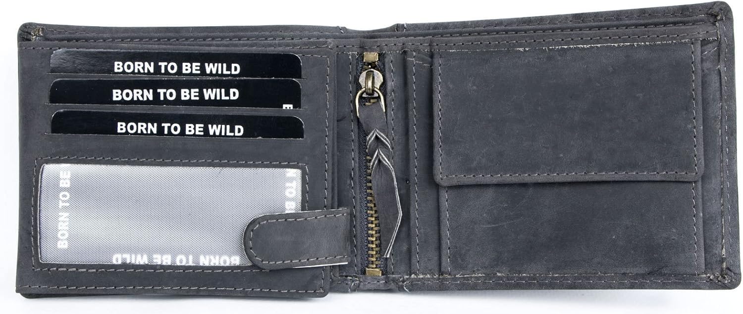 FLW-HL Strong Grey Genuine Leather Wallet with a Tank - RFID - Image 3