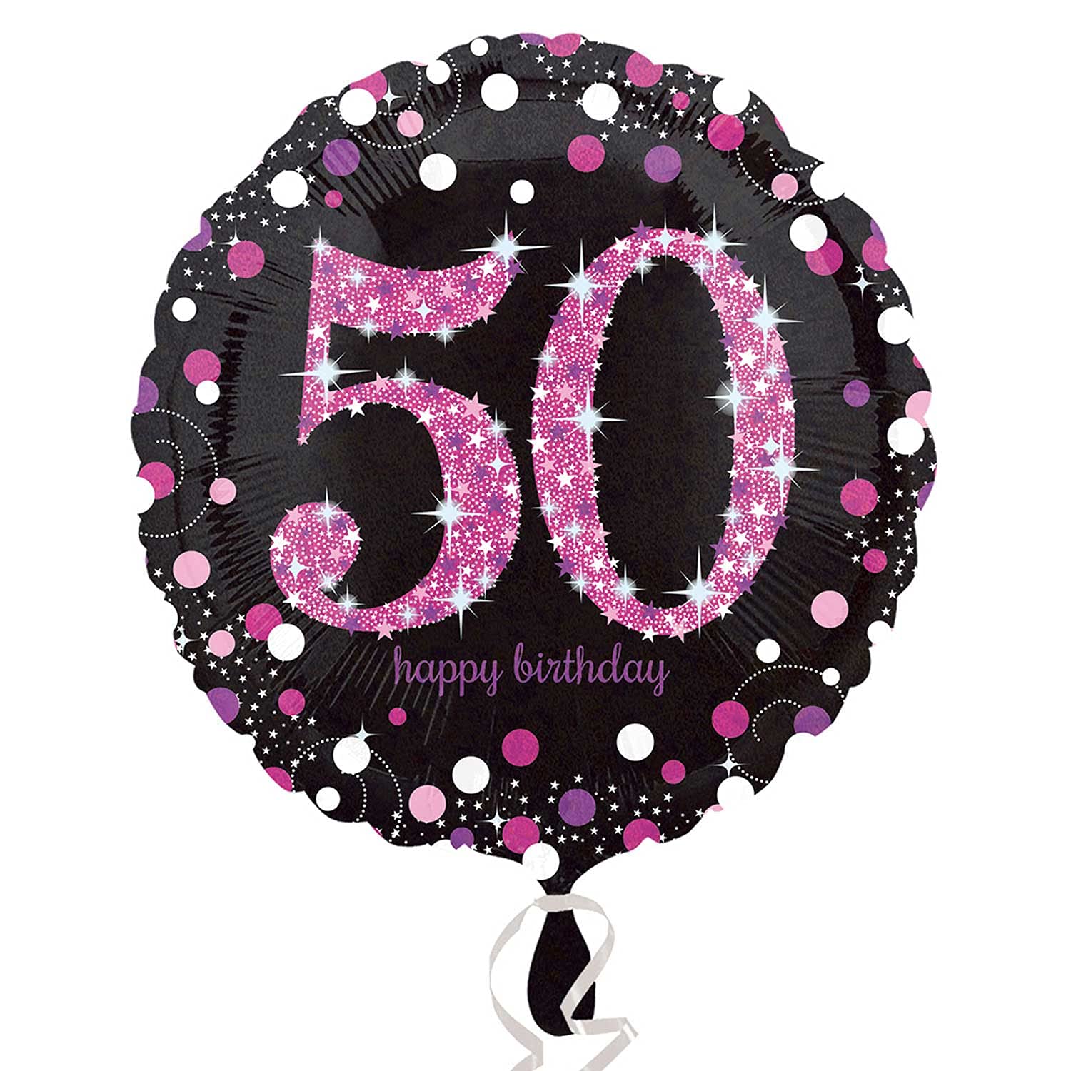 Amscan 3378701 - Pink Sparkling Celebration 50th Birthday Round Foil Balloon - 18 Inch