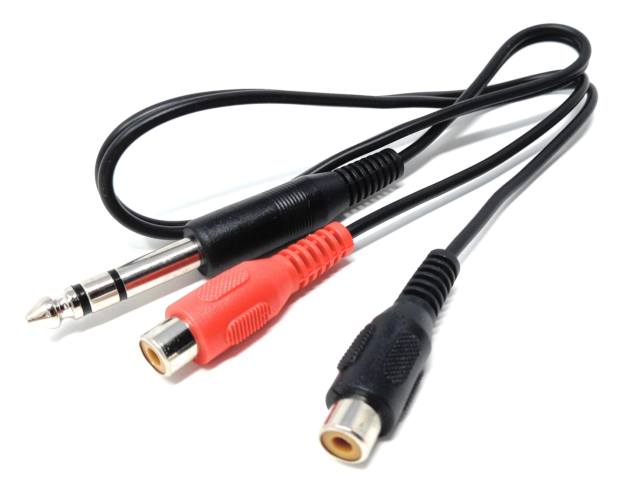 DRUT 0.5m 6.35mm Stereo Jack Plug to Twin RCA Phono Sockets Male to Female Cable Adapter 1.6ft