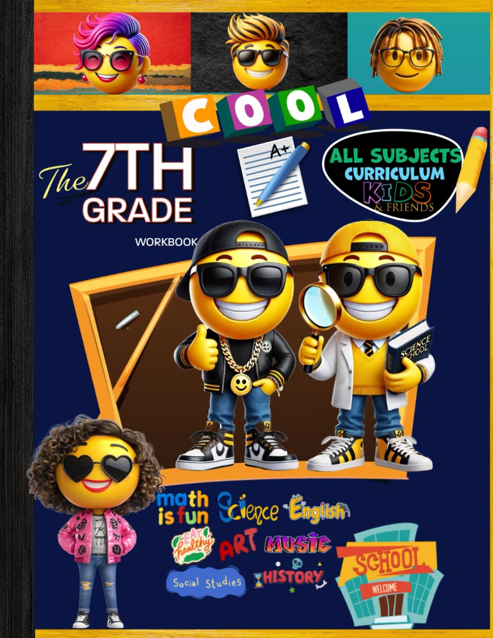 Photo 1 of 7th Grade All Subjects Workbook: Grade 7 Math Grammar Science Social Studies History Spelling Lesson All In One Homeschool Curriculum Worksheet: With ... Tracker Sheets and End-of-Year-Elevation Form