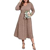 BELAROI Plus Size Maxi Sweater Dresses for Curvy Women Long Sleeve Midi Fall Winter V Neck