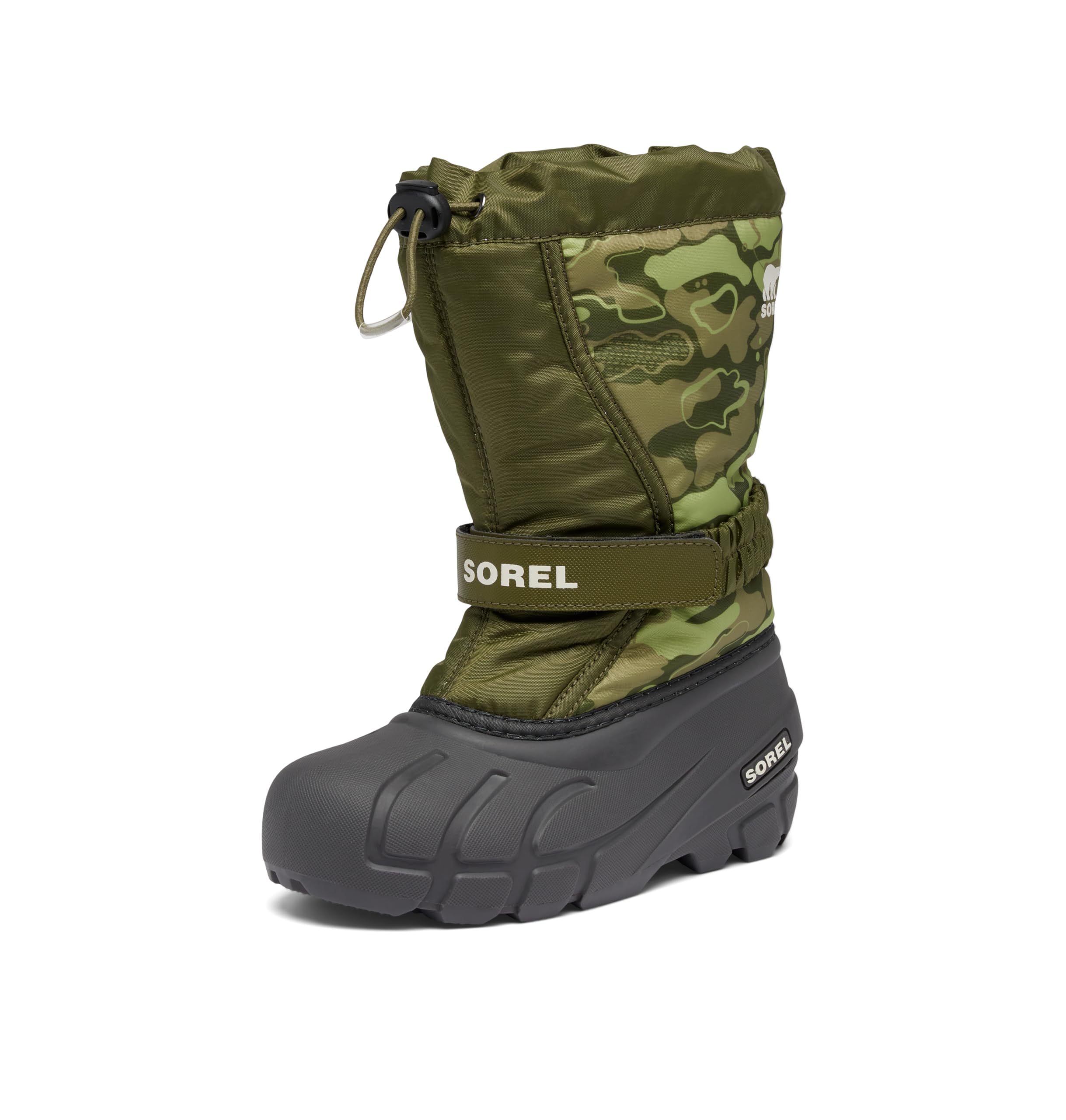 SOREL Children’s Flurry Boot – Utility Green, Savory – 6