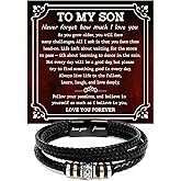 Mapileng To My Son Bracelet From Mom And Dad With Message Card And Gift Box, I Love You Forever Bracelet, Teen Boys for Birthday, Graduation, Birthday, Christmas Gift From Parents