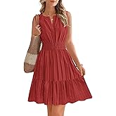 BTFBM Women’s Summer Dresses 2026 Sleeveless V Neck Casual Mini Dress Swing Boho A Line Beach Vacation Sundress Pockets
