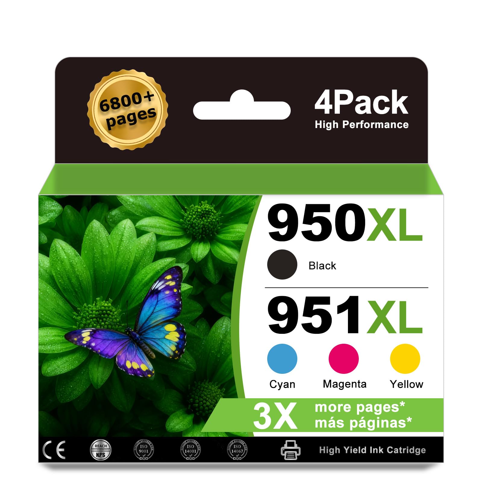 Photo 1 of 950XL 951XL Ink Cartridges Compatible for HP 950 Ink Cartridges Combo Pack(4 pack) Work with HP Printer Officejet Pro 8600 8610 8630 8660 8625 8620 8100 276DW 251DW Printers Black Cyan Magenta Yellow