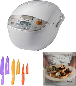 Zojirushi Micom Rice Cooker and Warmer (5.5-Cup) with 6-Piece Nonstick Chef Knife Set and Enticing Recipes Cookbook (3 Items)