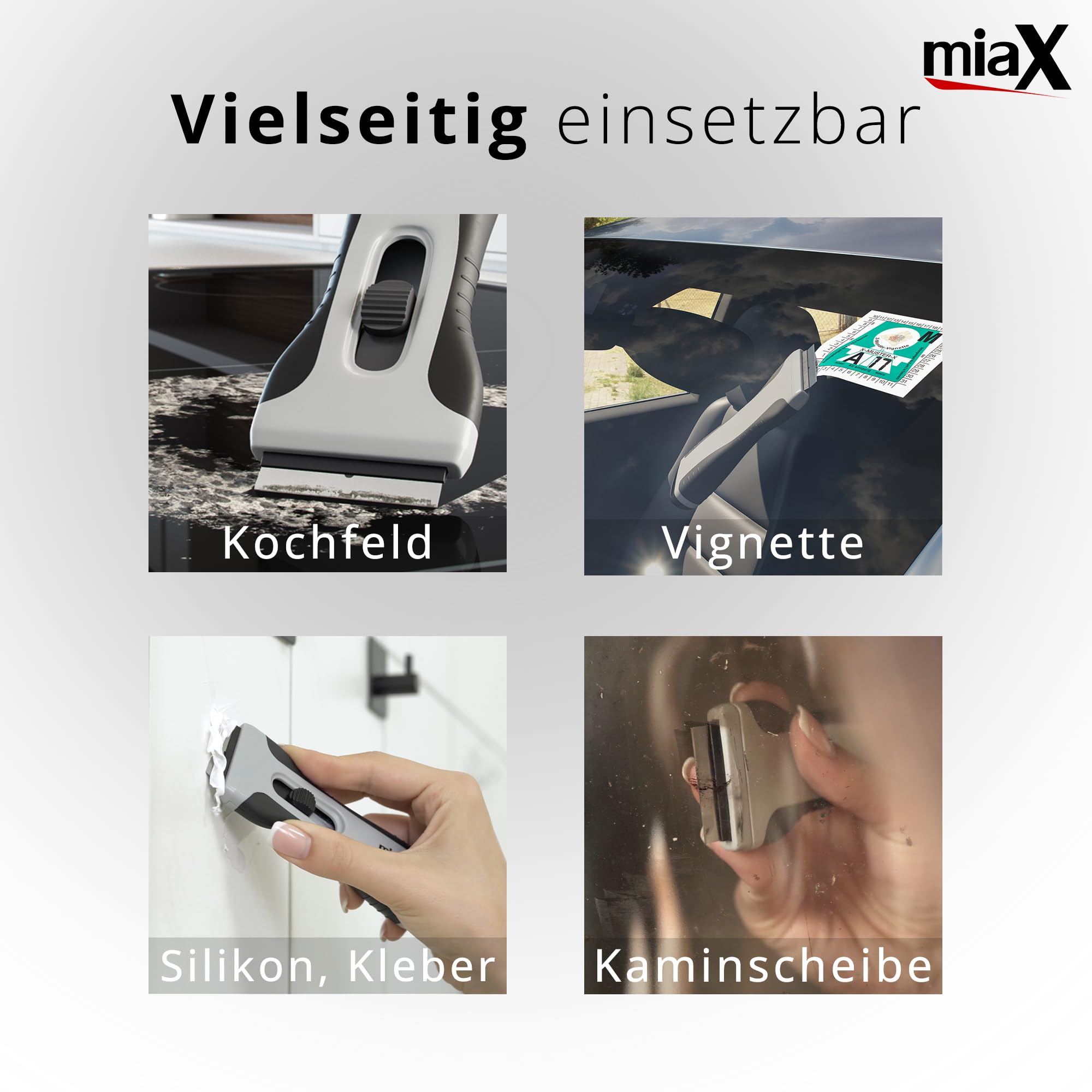 miaX Profi Kochfeldschaber mit Soft-Touch-Griff und Ersatzklingen 2