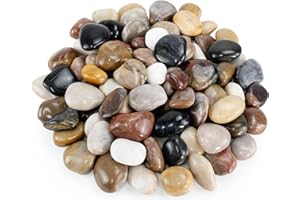 GreenVibe Pebbles for Indoor Plants, 2lbs Colorful River Rocks 1-2 Inch Decorative Pebbles for Planters, High Polished Stones for Vase Filler Fish Tank Landscaping Garden