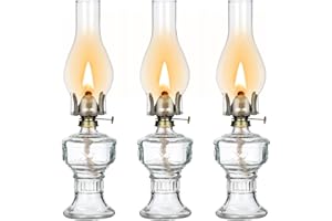 SYOENK 3 Pack Rustic Oil Lamps Kerosene Lamp for Indoor Use Vintage Bronze Hurricane Lamo Emergency Glass Oil Lamps Classic Decorative Oil Lamp for Home Tabletop Emergency Lighting 12.6 Inch Height