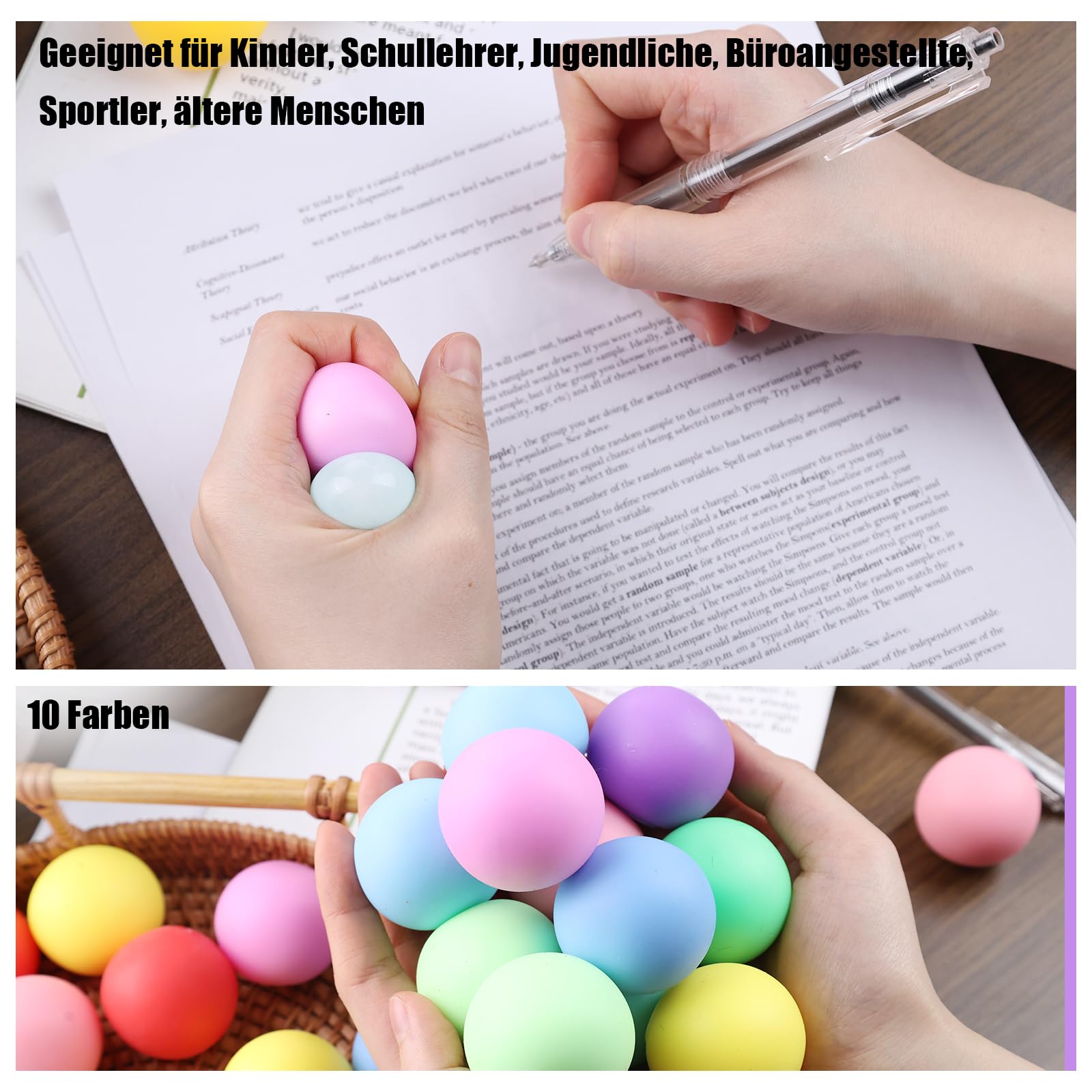 Koogel 20 Stück Stress Ball, Anti Stress Ball 10 Farben Quetschball Stressabbau Spielzeug für Kinder Geburtstag Geschenke ADHD Autismus
