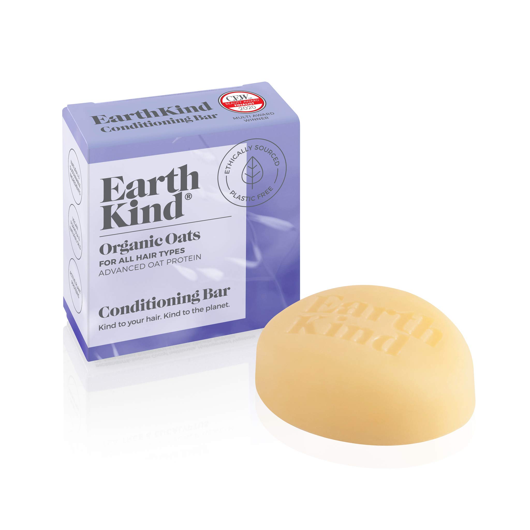 EarthKind Organic Oats Conditioning Bar, Moisturising Solid Conditioner Bar for Hair, Sulfate Free, Plastic Free & Vegan, All Hair Types, Gentle for Daily Use, Natural Ingredients – 50g