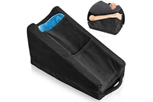 Buryeah Arm Elevation Pillow with 2 Pockets, Soft Ergonomic Support Pillow for Elbow Rest Wedge Broken Arm Gifts with High Density Foam for Recovery Sleeping(Black)