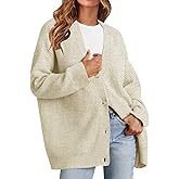 MEROKEETY Women's Cardigan Sweaters 2026 Fall Open Front Oversized Button V Neck Loose Soft Knit Outwear